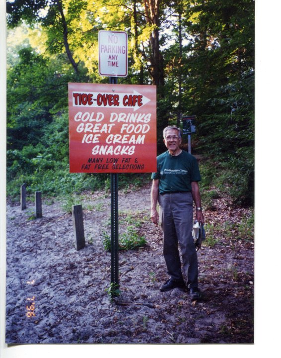 Ted Shaw with new sign 1996